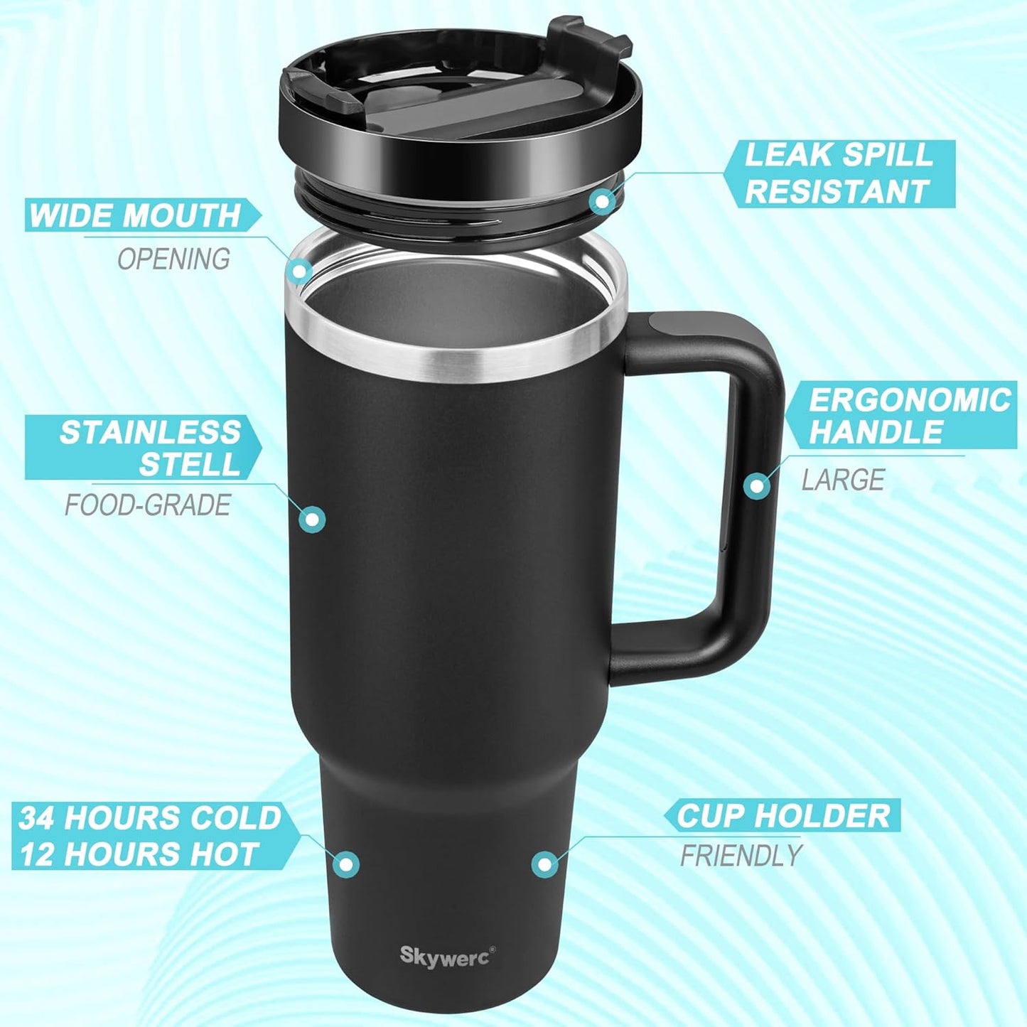 40 Oz Tumbler with Handle and Straw