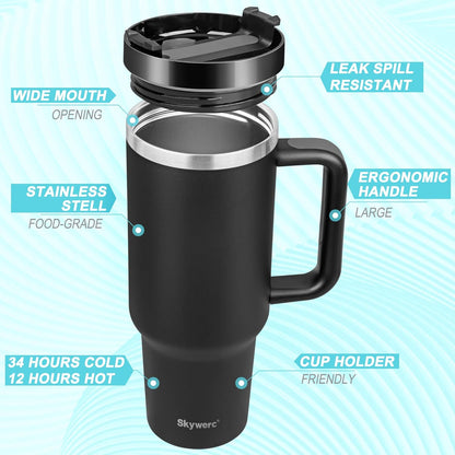 40 Oz Tumbler with Handle and Straw