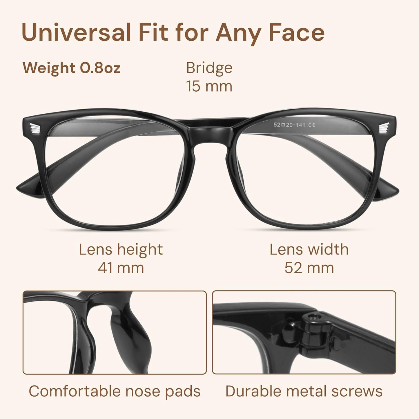 Stylish Blue Light Glasses for Woman - Computer Glasses 99% Blue Light Blocking - Lightweight TR90 Frames - 3 Pack